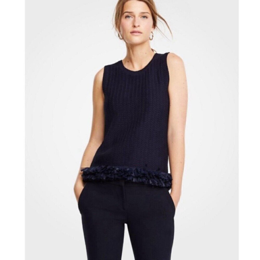 Ann Taylor sleeveless sweater top XSMALL blue NWT